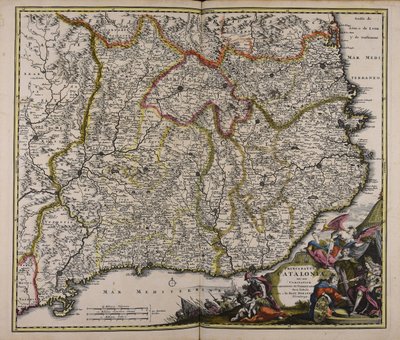 Principatus Cataloniae nec non comitatuum Ruscinonensis et Cerretaniae nova tabula door Johann Baptista Homann